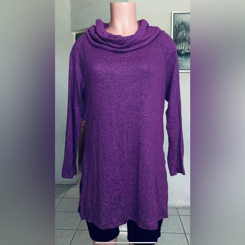 Elegant Cowl Neck Purple Sweater